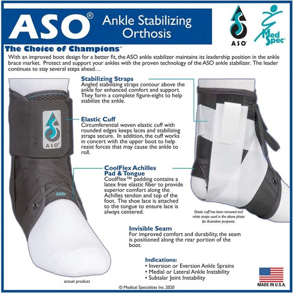 ASO Shoes - ASO Ankle Support Brace Fits Easily in Shoe SM
